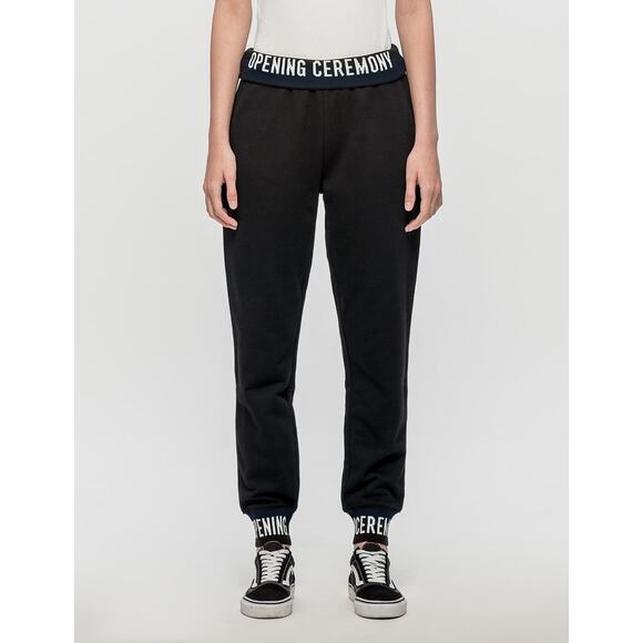 Opening Ceremony Sweatpants Womens Medium Elastic Logo Waist Band Jogger Black - Picture 1 of 10